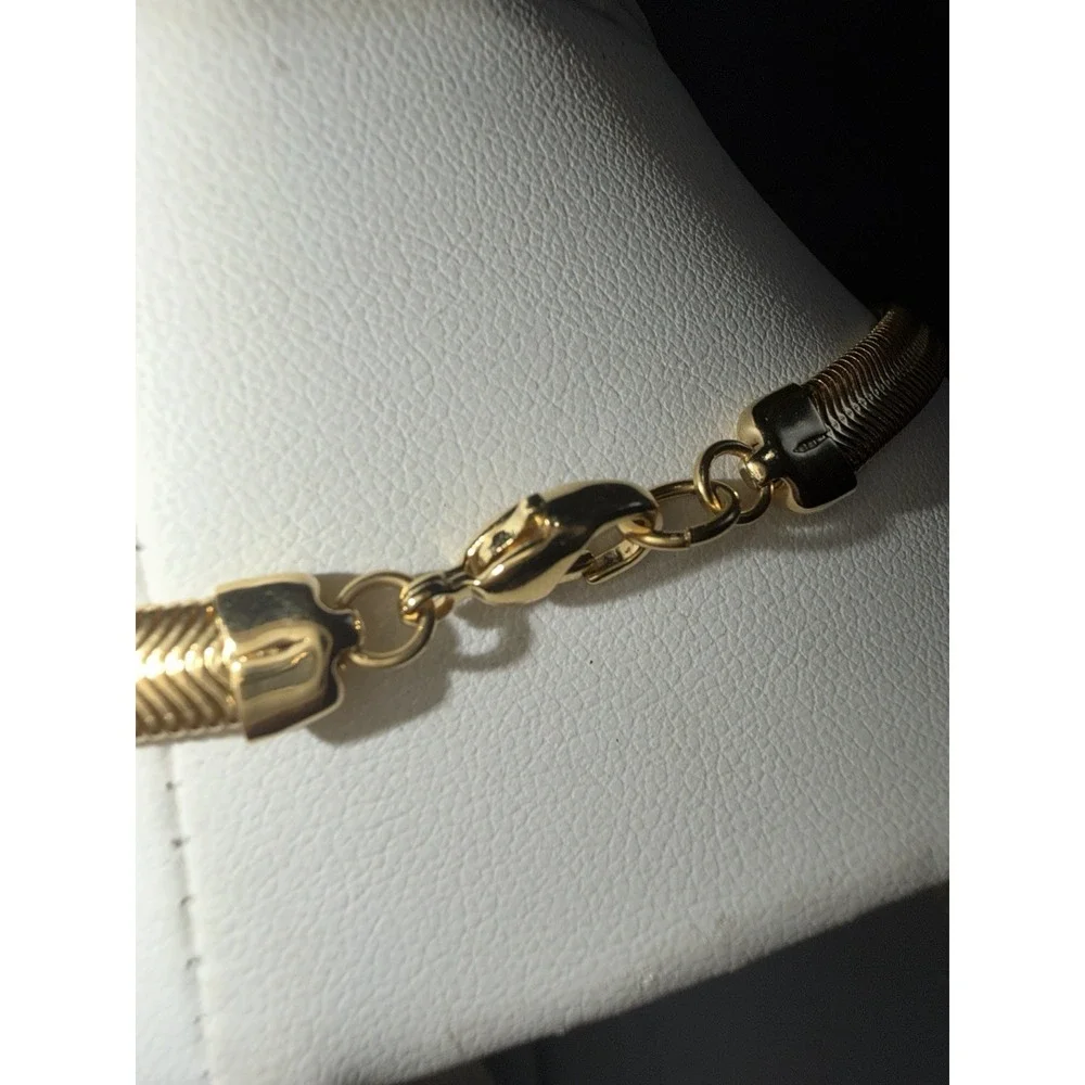VINTAGE GOLD TONE ROUND SNAKE CABLE WOMEN UNISEX CHAIN NECKLACE CHOKER
